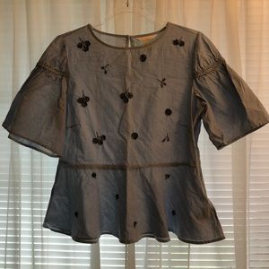 H&M Light Blue Gingham Appliqué Top